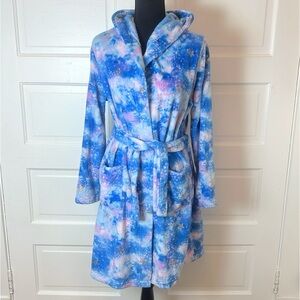 Girls Lands’ End galaxy fleece hooded robe, size 14